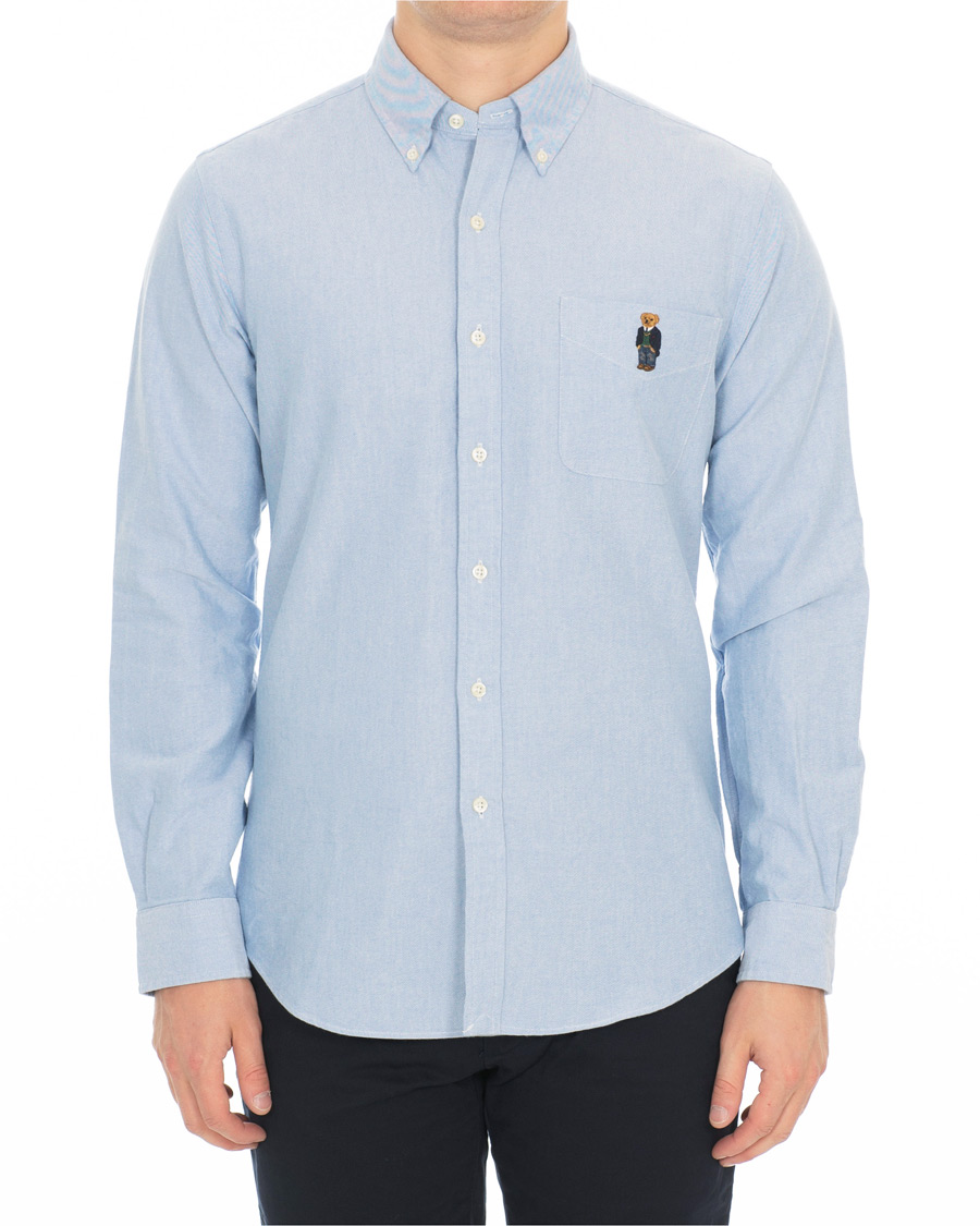 Herre | Skjorter | Polo Ralph Lauren | Slim Fit Oxford Bear Shirt Light Blue