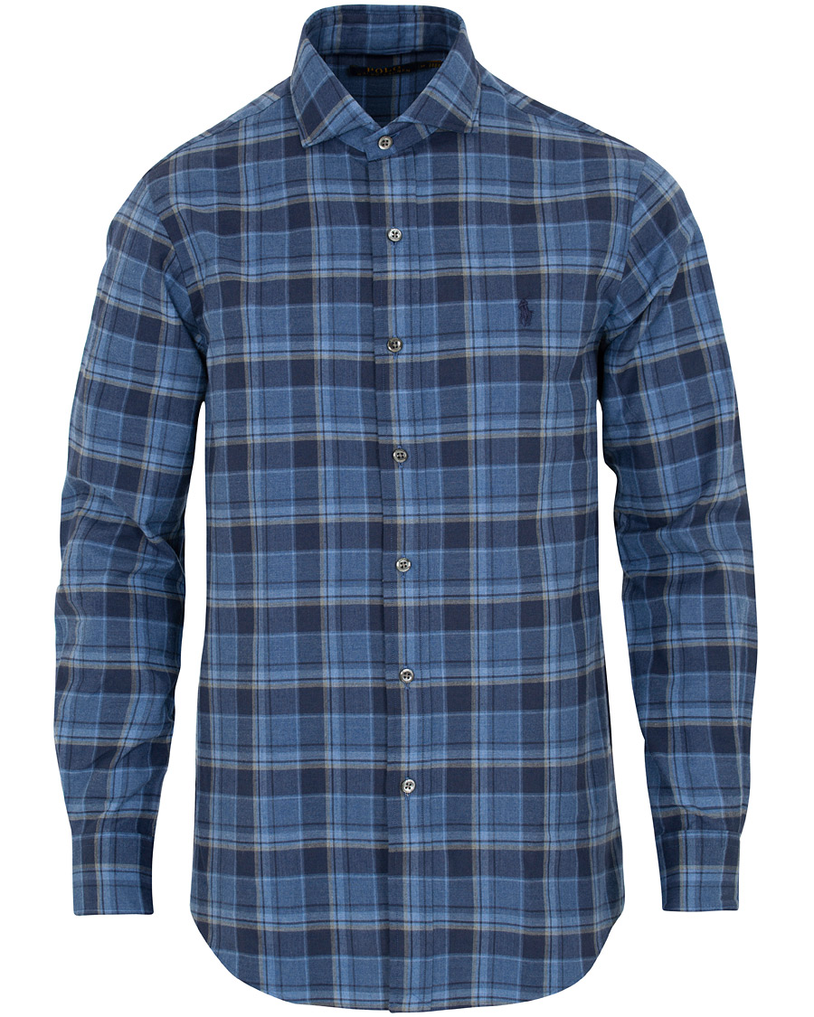 Herre | Skjorter | Polo Ralph Lauren | Custom Fit Flannel Check Shirt Blue