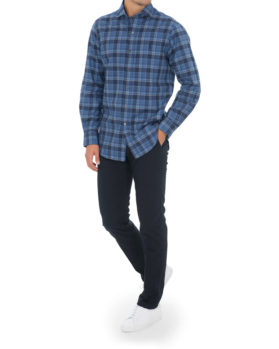 Herre | Skjorter | Polo Ralph Lauren | Custom Fit Flannel Check Shirt Blue