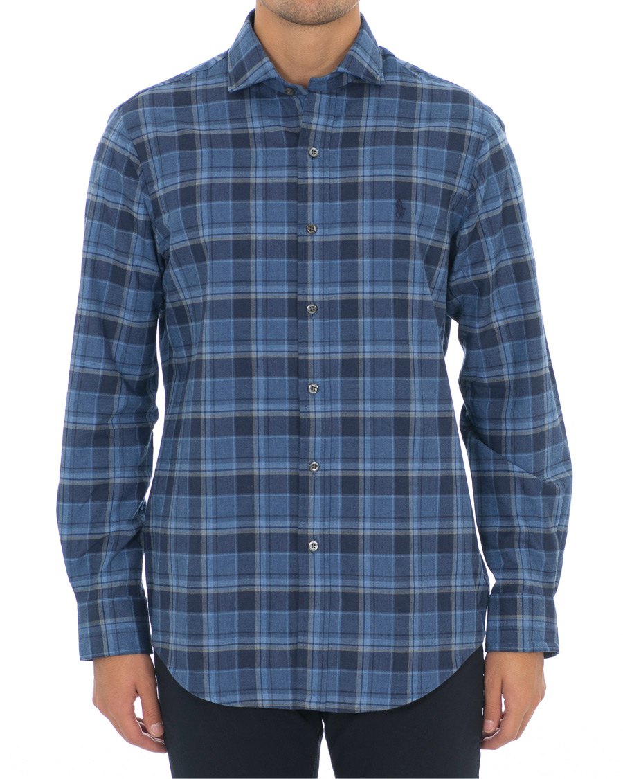 Herre | Skjorter | Polo Ralph Lauren | Custom Fit Flannel Check Shirt Blue