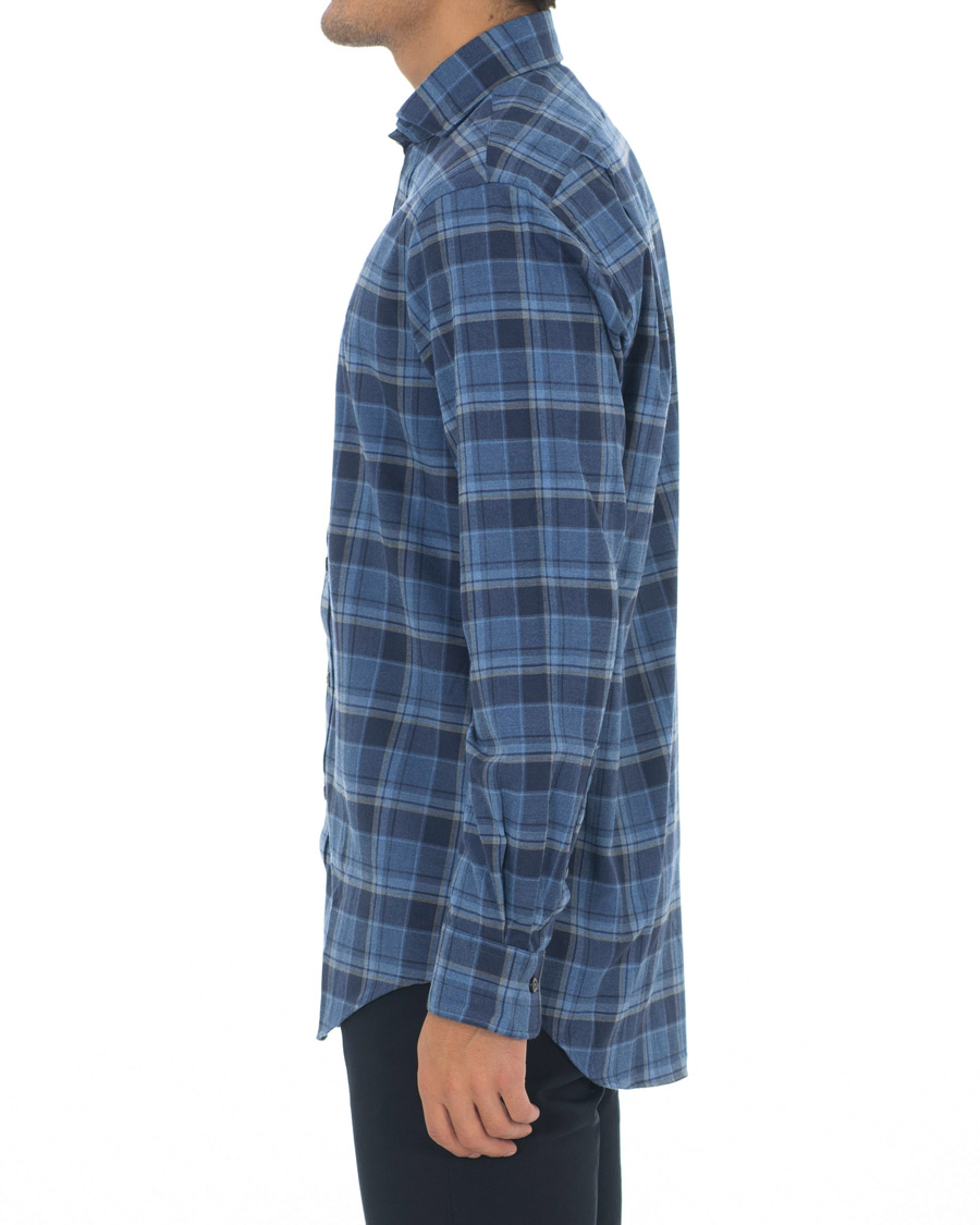 Herre | Skjorter | Polo Ralph Lauren | Custom Fit Flannel Check Shirt Blue