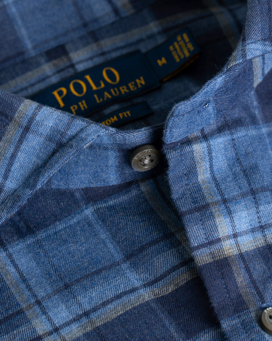 Herre | Skjorter | Polo Ralph Lauren | Custom Fit Flannel Check Shirt Blue