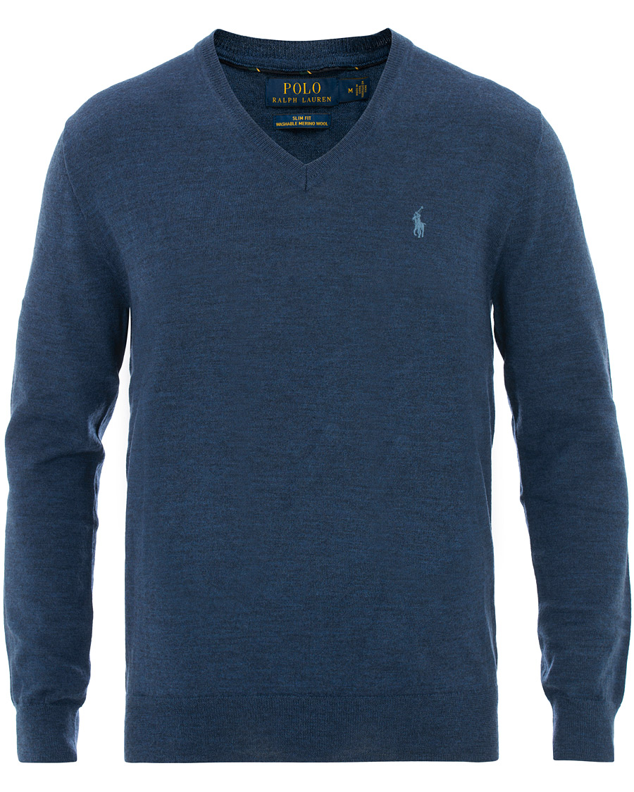 Herre | Trøjer | Polo Ralph Lauren | Merino V Neck Pullover Blue