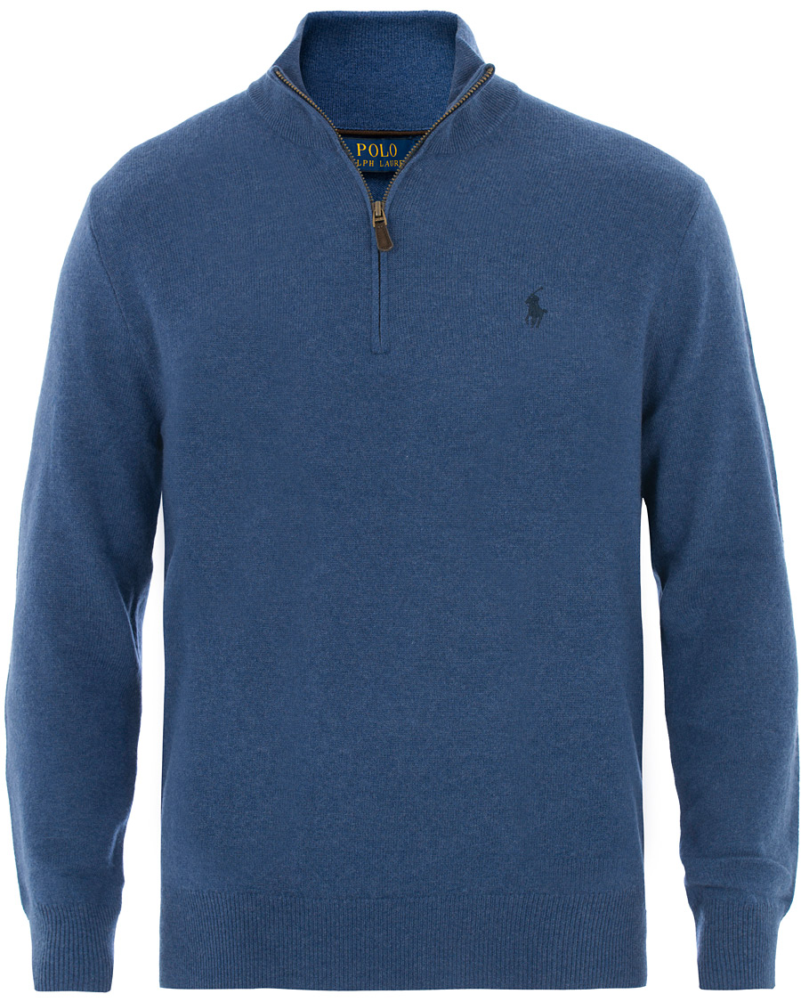 Herre | Trøjer | Polo Ralph Lauren | Merino Half Zip Shale Blue
