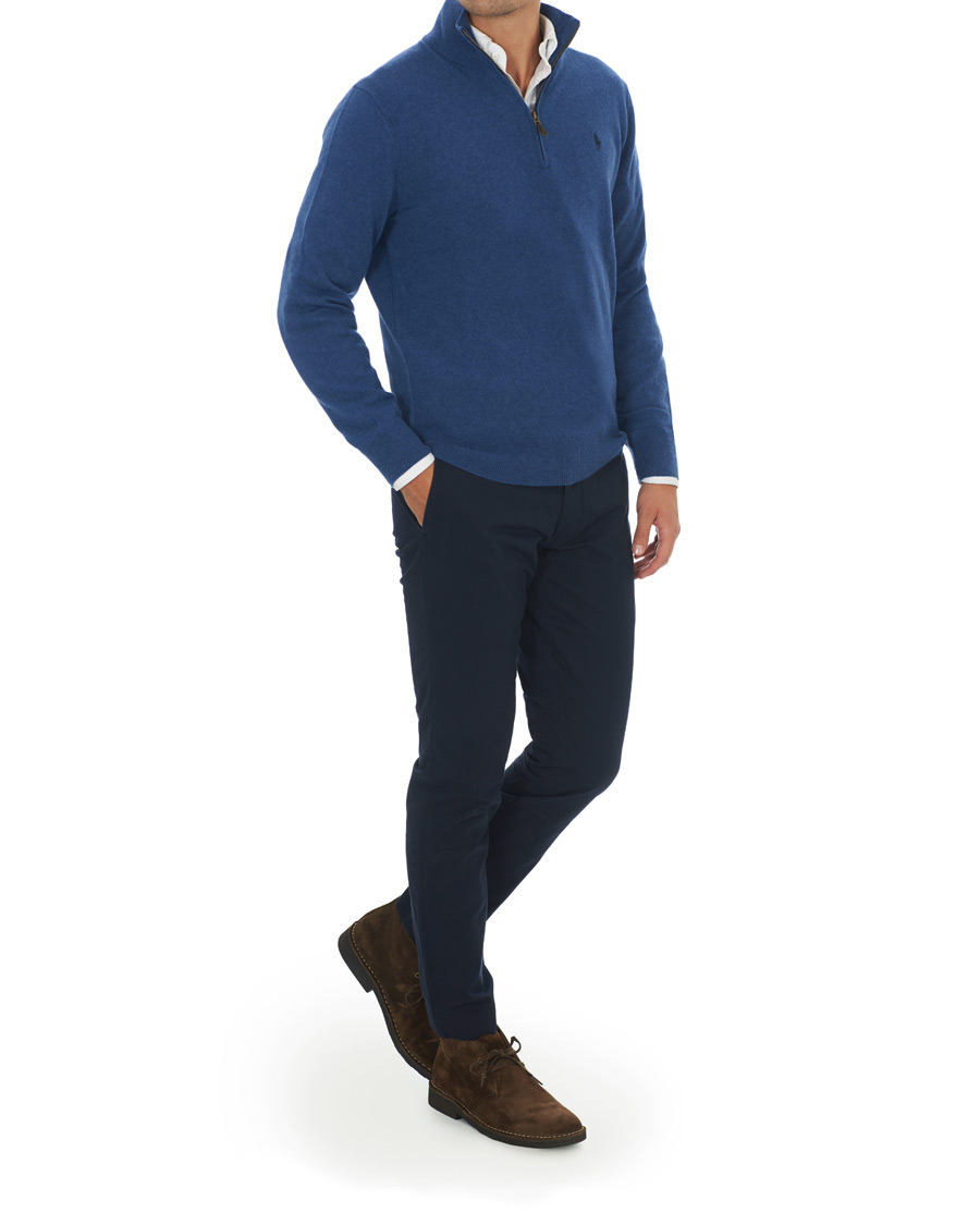 Herre | Trøjer | Polo Ralph Lauren | Merino Half Zip Shale Blue