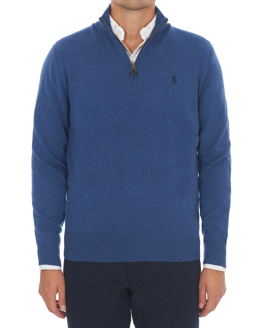 Herre | Trøjer | Polo Ralph Lauren | Merino Half Zip Shale Blue