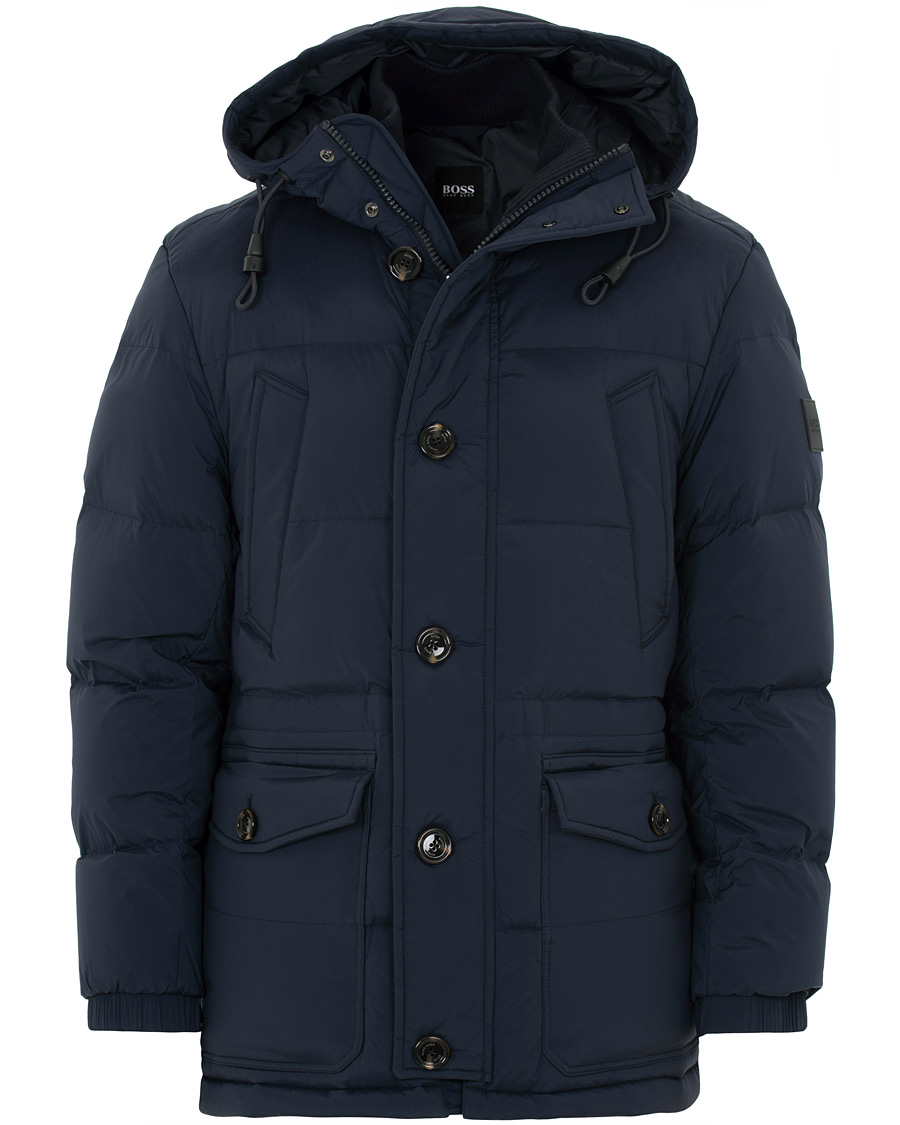 Herre | Jakker | BOSS BLACK | BOSS Delario Stretch Hooded Jacket Navy