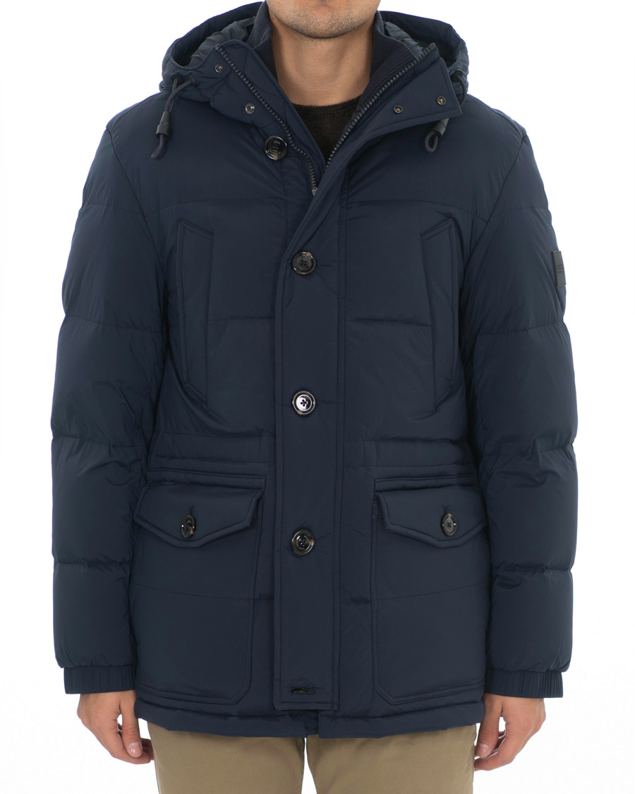 Herre | Jakker | BOSS BLACK | BOSS Delario Stretch Hooded Jacket Navy