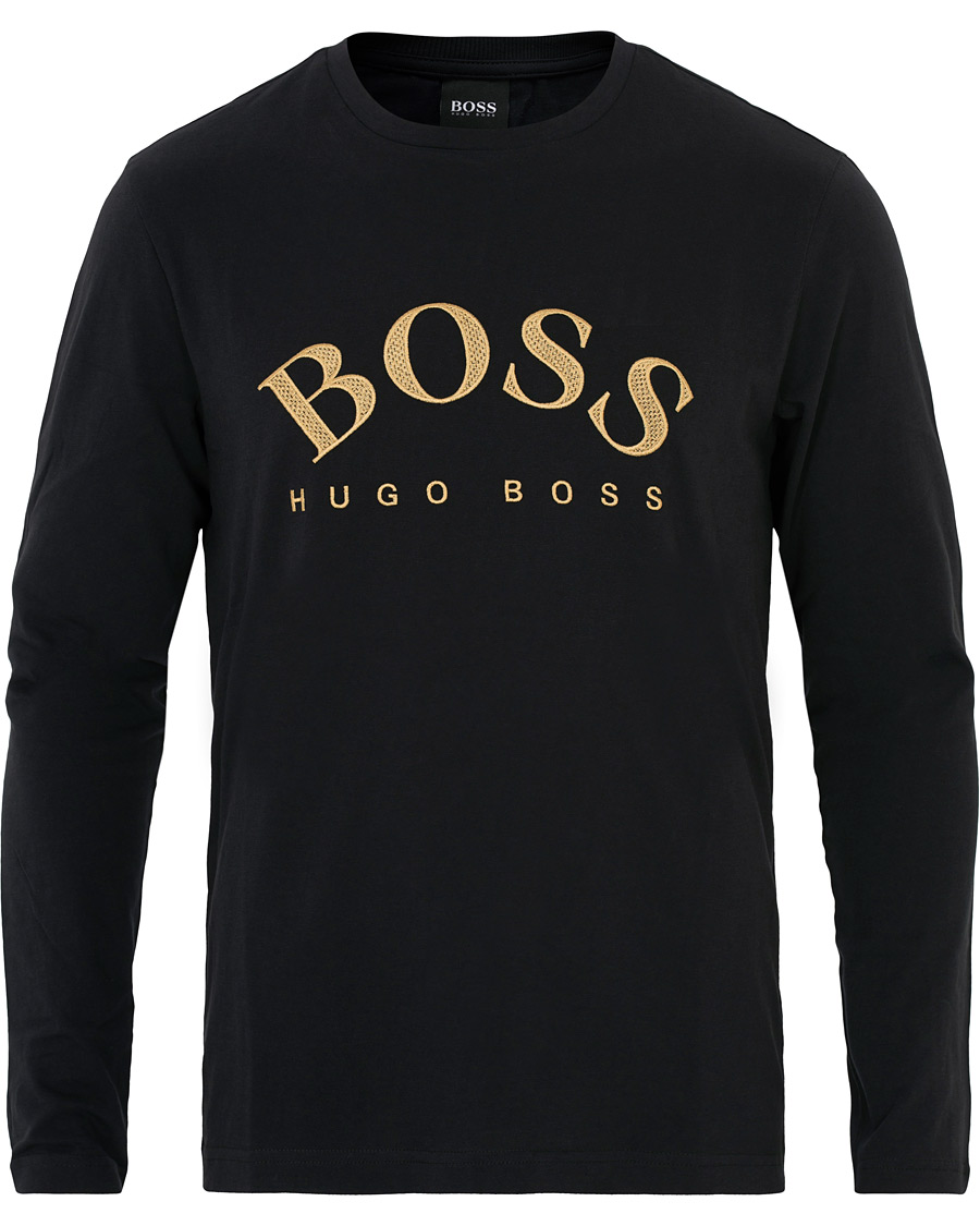 Herre | T-Shirts | BOSS GREEN | BOSS Athleisure Togn Long Sleeve Tee Black/Gold