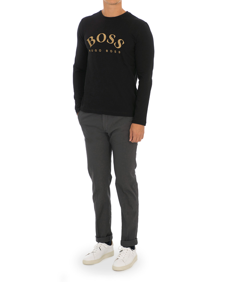 Herre | T-Shirts | BOSS GREEN | BOSS Athleisure Togn Long Sleeve Tee Black/Gold