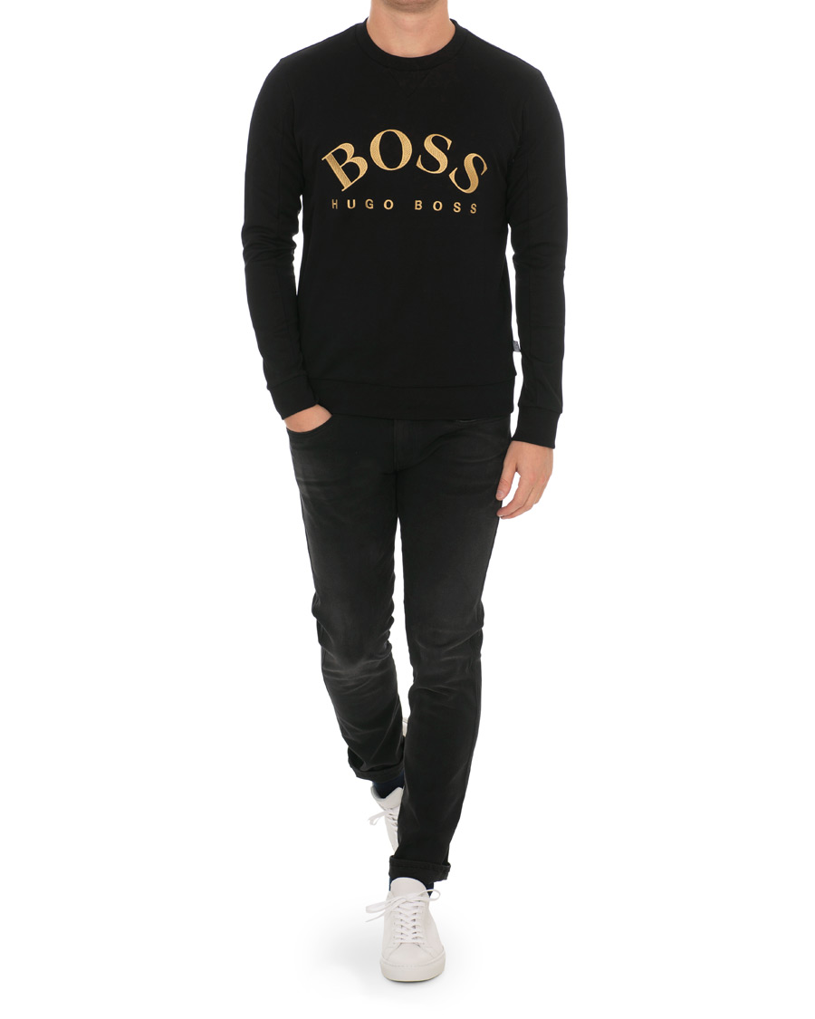 Herre | Trøjer | BOSS GREEN | BOSS Athleisure Salbo Crew Neck Sweater Black/Gold