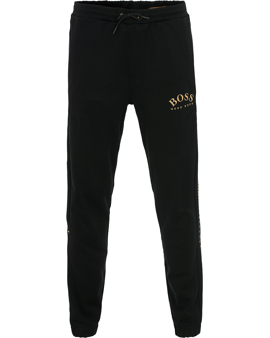 haj Recite Baglæns BOSS Athleisure Hadiko Win Sweatpants Black/Gold - CareOfCarl.dk