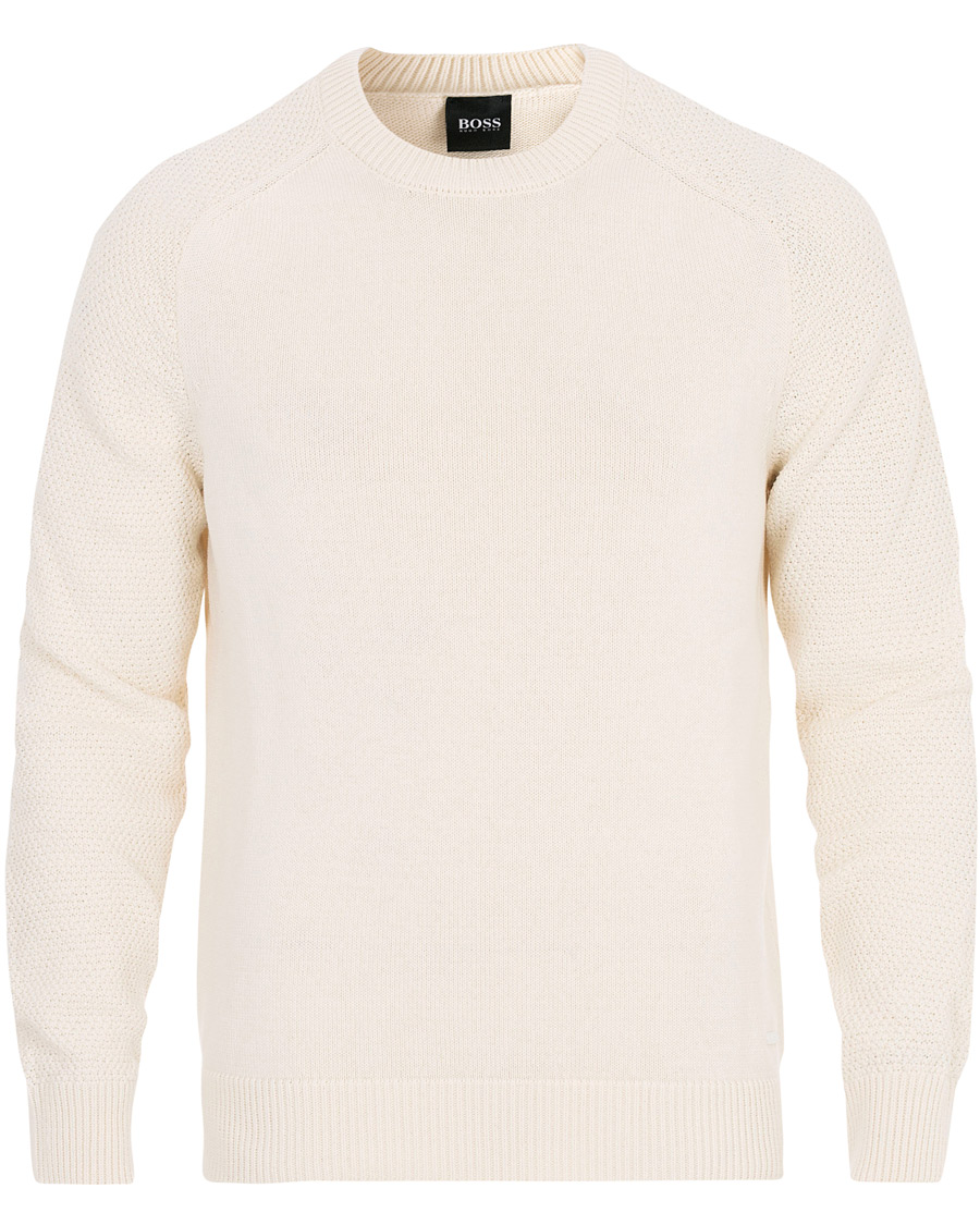 Herre | Trøjer | BOSS ORANGE | BOSS Casual Kamiscos Recylced Cotton Blend Crew Neck Cloud Cream