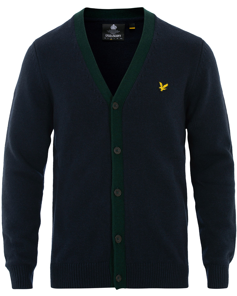 Herre | Trøjer | Lyle & Scott | Contrast Placket Cardigan Dark Navy