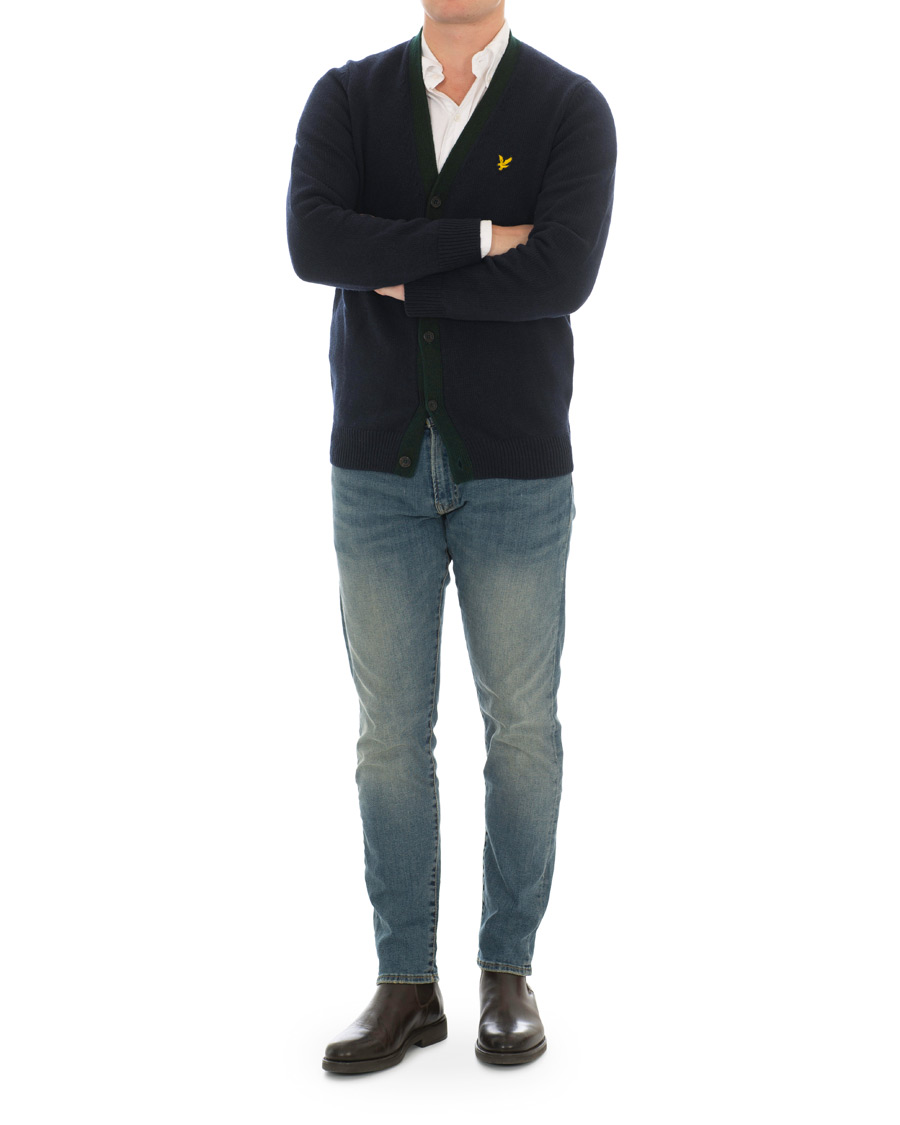 Herre | Trøjer | Lyle & Scott | Contrast Placket Cardigan Dark Navy