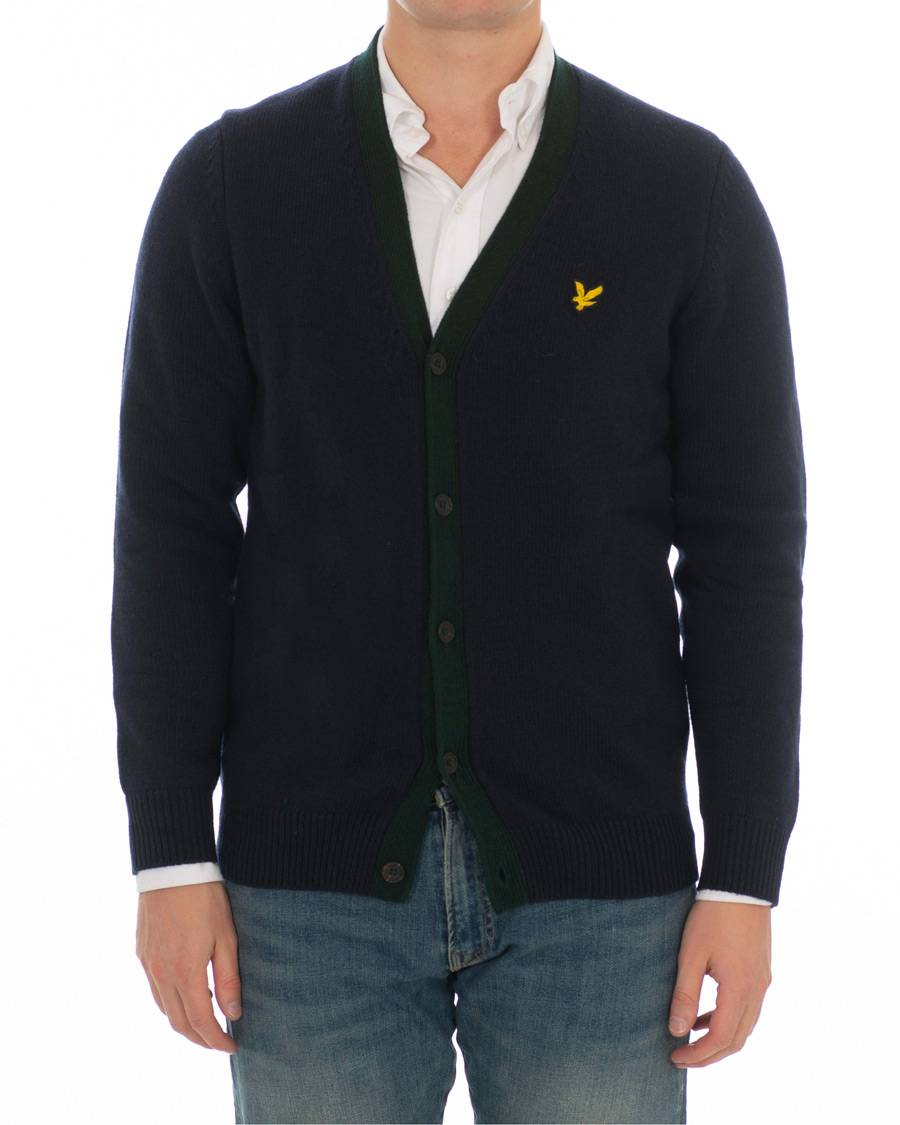 Herre | Trøjer | Lyle & Scott | Contrast Placket Cardigan Dark Navy