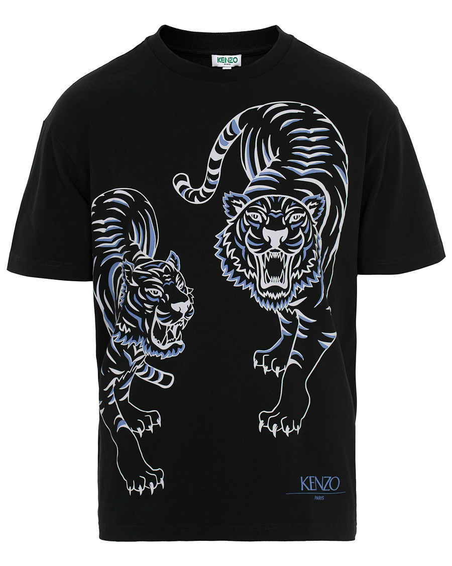 Herre | T-Shirts | KENZO | Double Tiger T-shirt Black