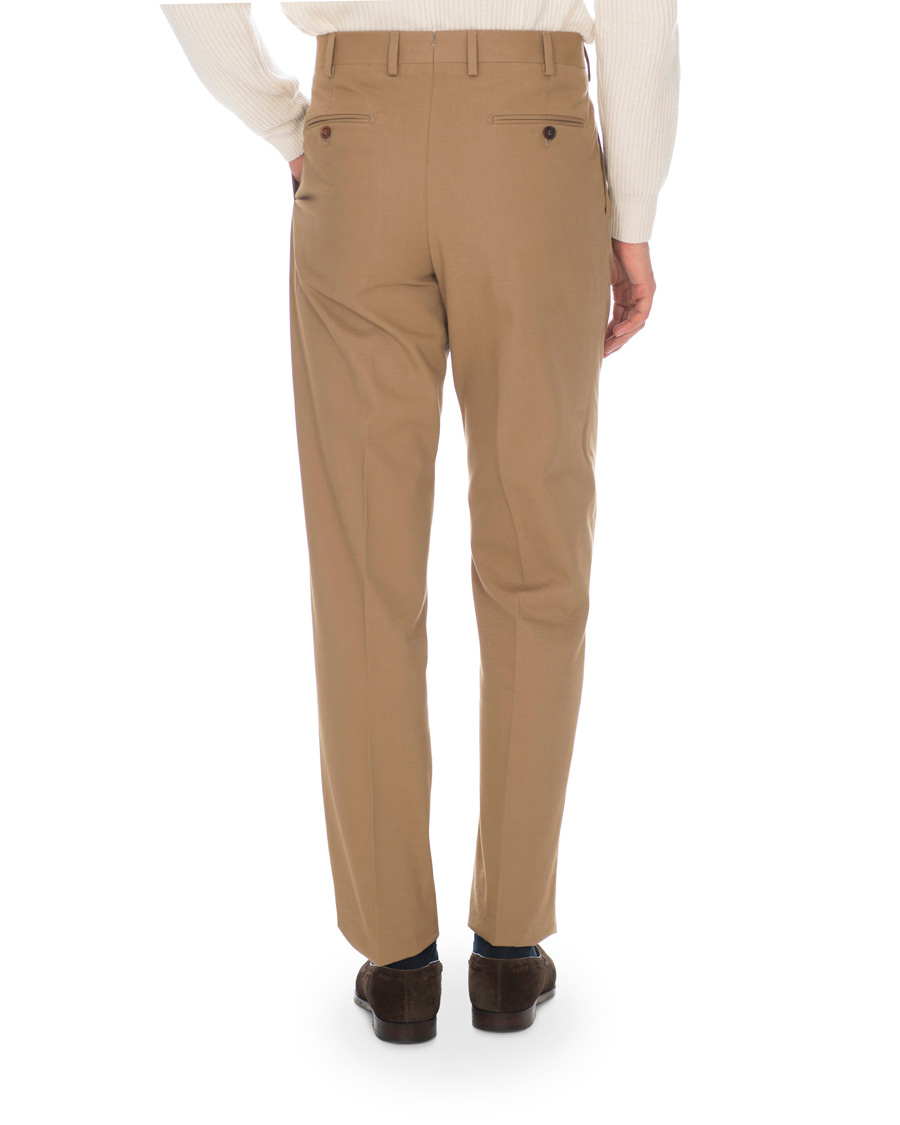 Herre | Bukser | Berg&Berg | Anton Double Pleated Cotton/Cashmere Trousers Toffee
