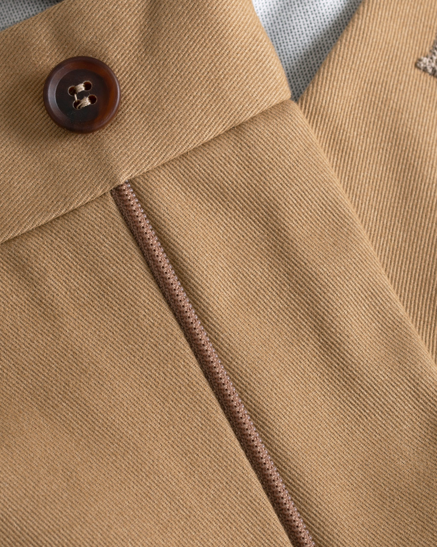 Herre | Bukser | Berg&Berg | Anton Double Pleated Cotton/Cashmere Trousers Toffee