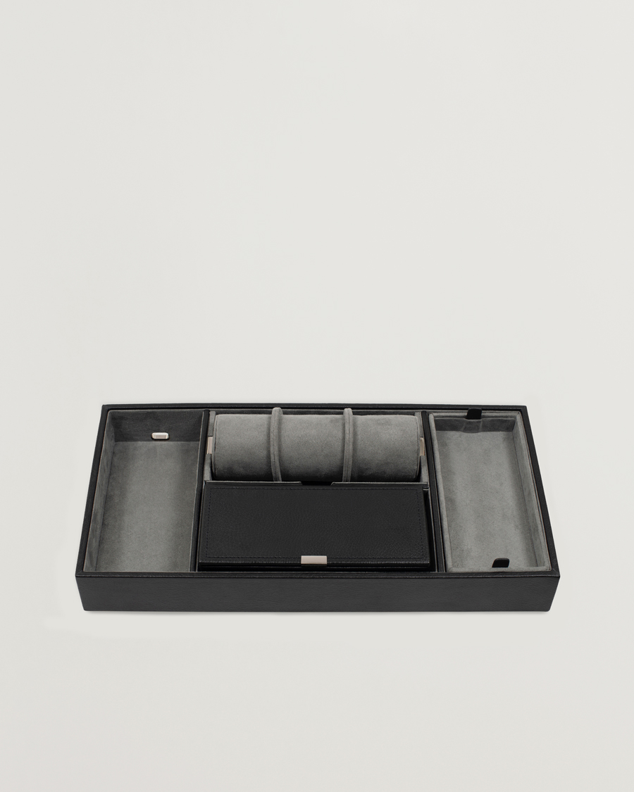 Herre | Ure- & smykkeæsker | WOLF | Howard Valet Tray with Cuff Black/Grey Pebble