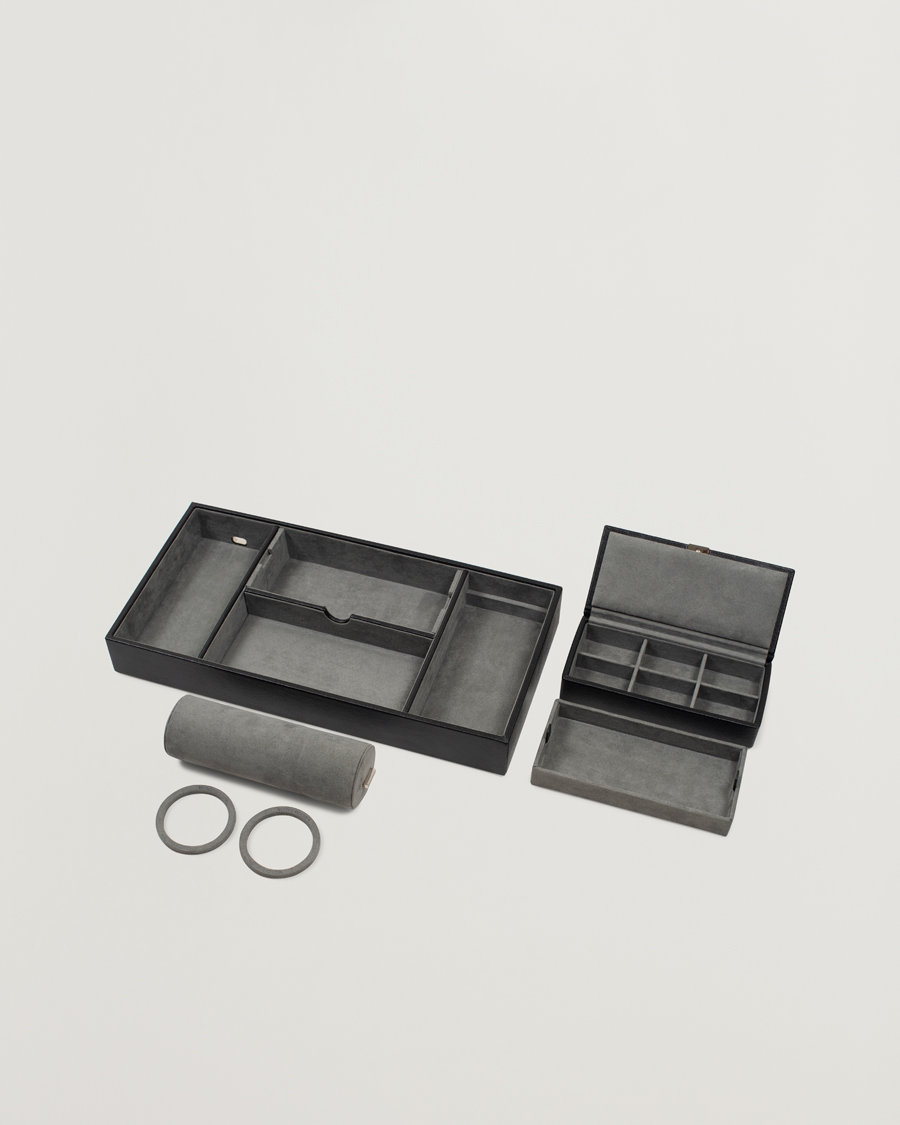 Herre | Ure- & smykkeæsker | WOLF | Howard Valet Tray with Cuff Black/Grey Pebble