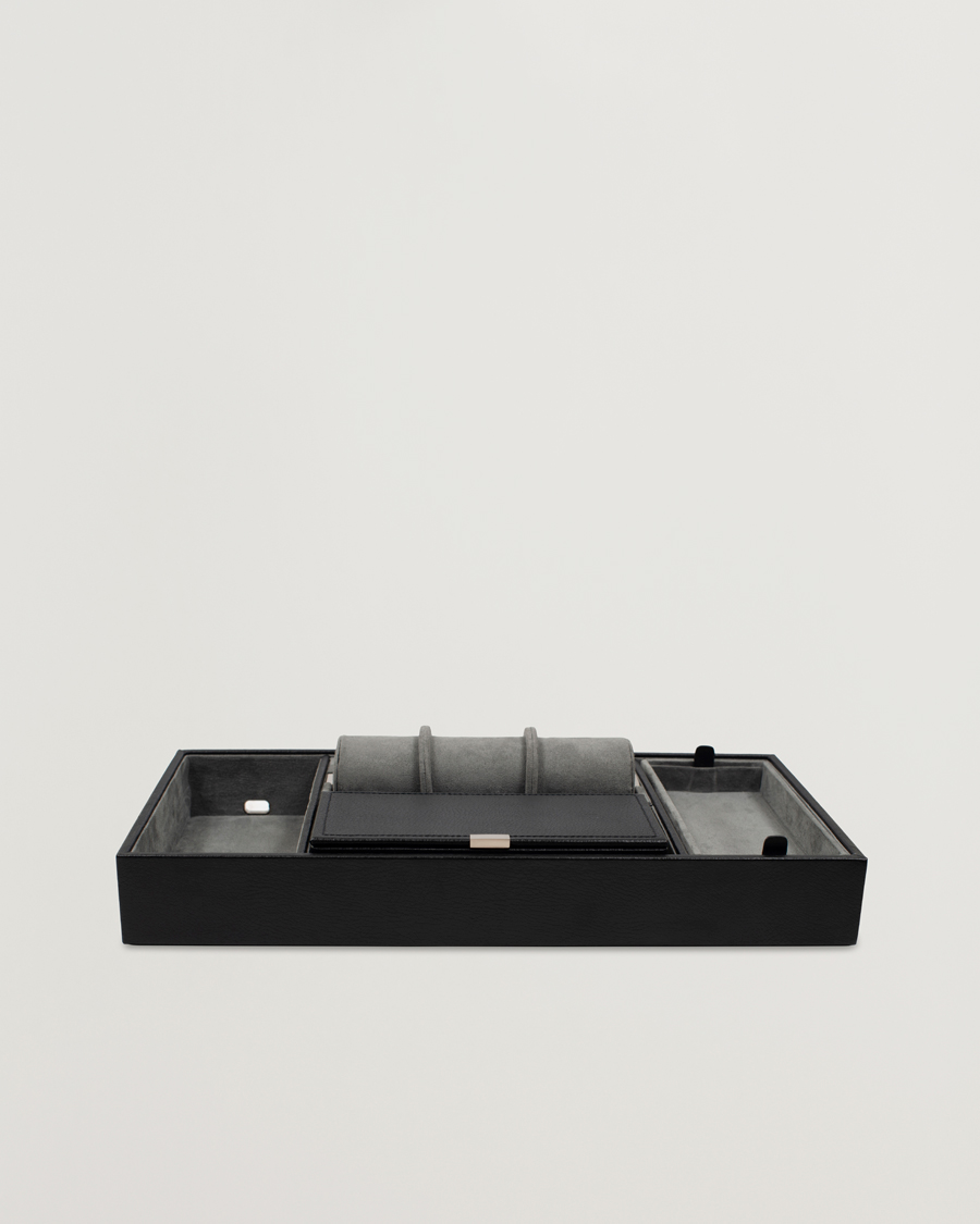 Herre | Ure- & smykkeæsker | WOLF | Howard Valet Tray with Cuff Black/Grey Pebble