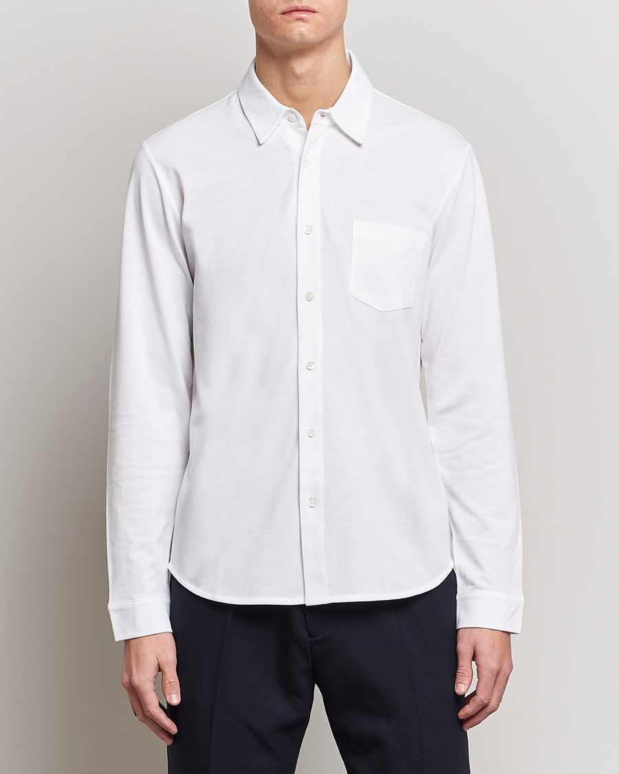 Herre | Poloskjorter | Sunspel | Long Sleeve Pique Shirt White