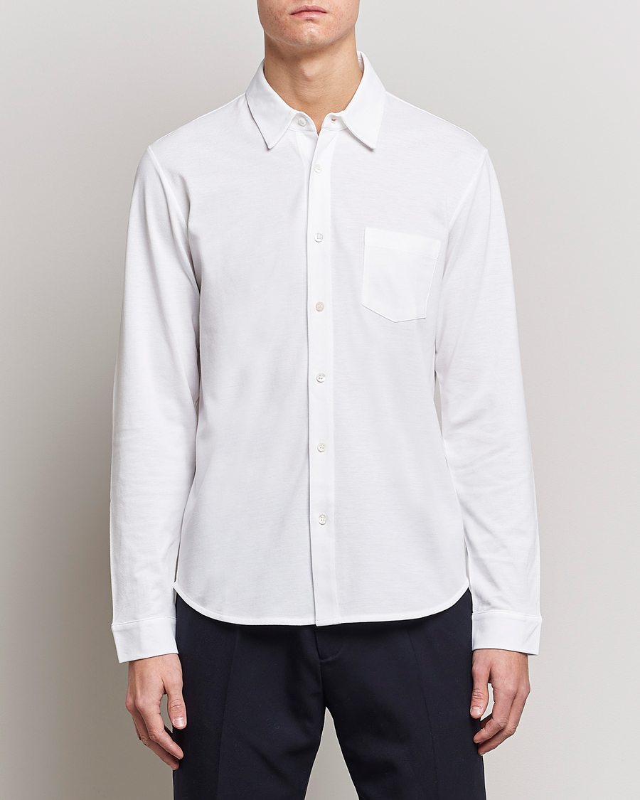 Herre | Best of British | Sunspel | Long Sleeve Pique Shirt White