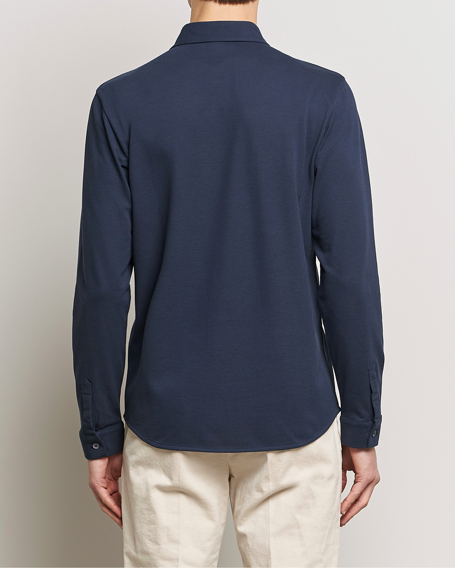 Herre | Skjorter | Sunspel | Long Sleeve Button Down Pique Shirt Navy