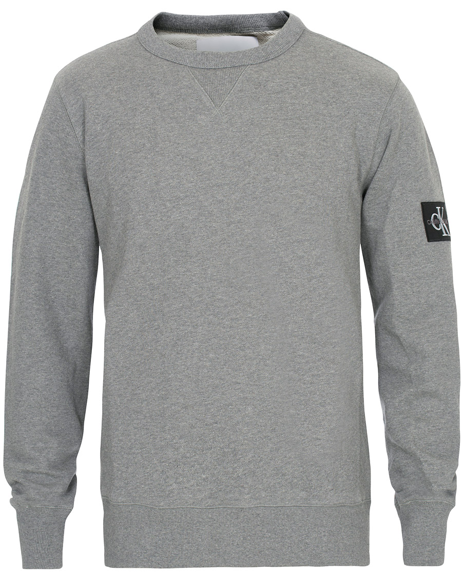 Herre | Trøjer | Calvin Klein Jeans | Monogram Sleeve Badge Sweatshirt Mid Grey Heather