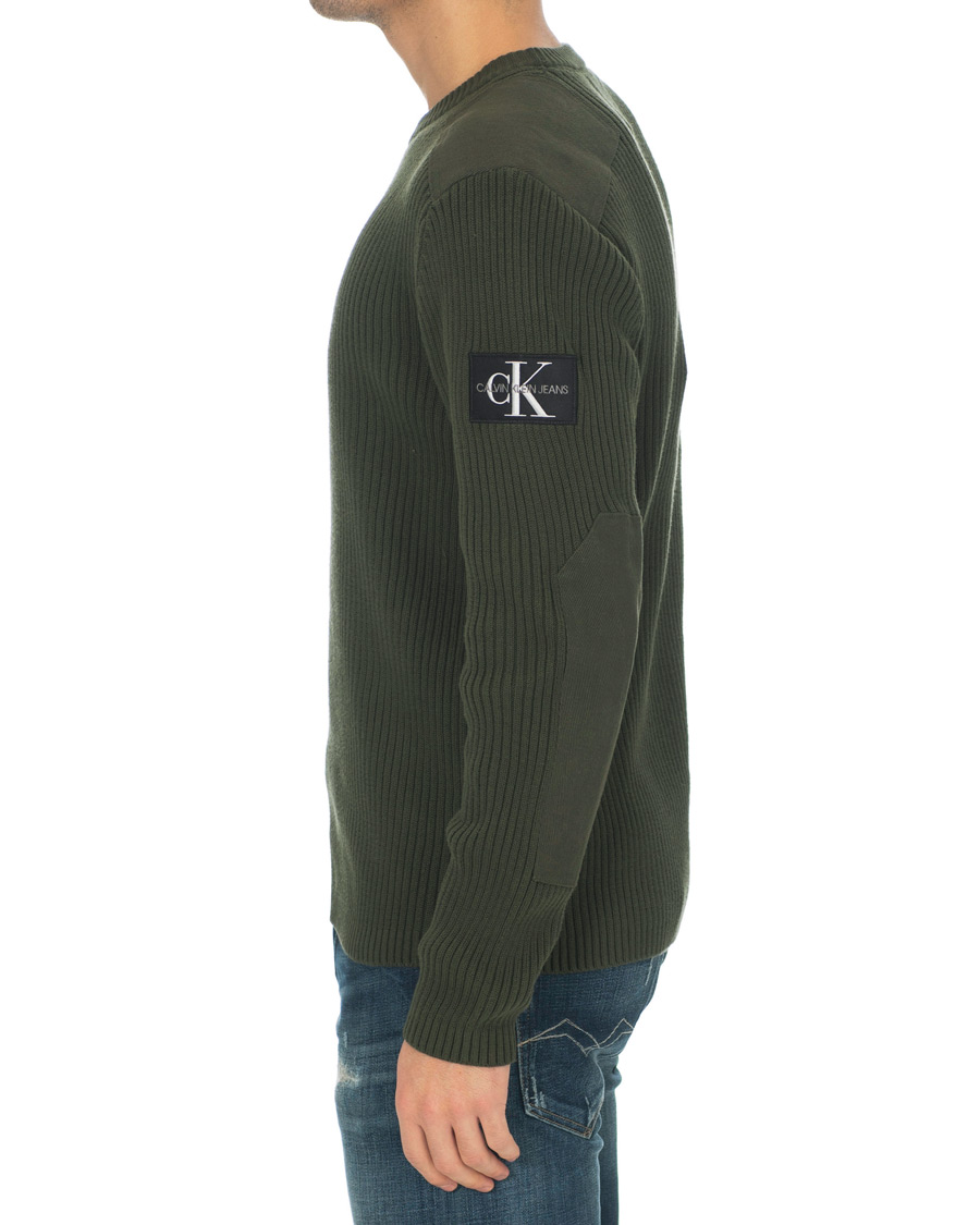 Herre | Trøjer | Calvin Klein Jeans | Knitted Monogram Sleeve Badge Crew Neck Deep Depths