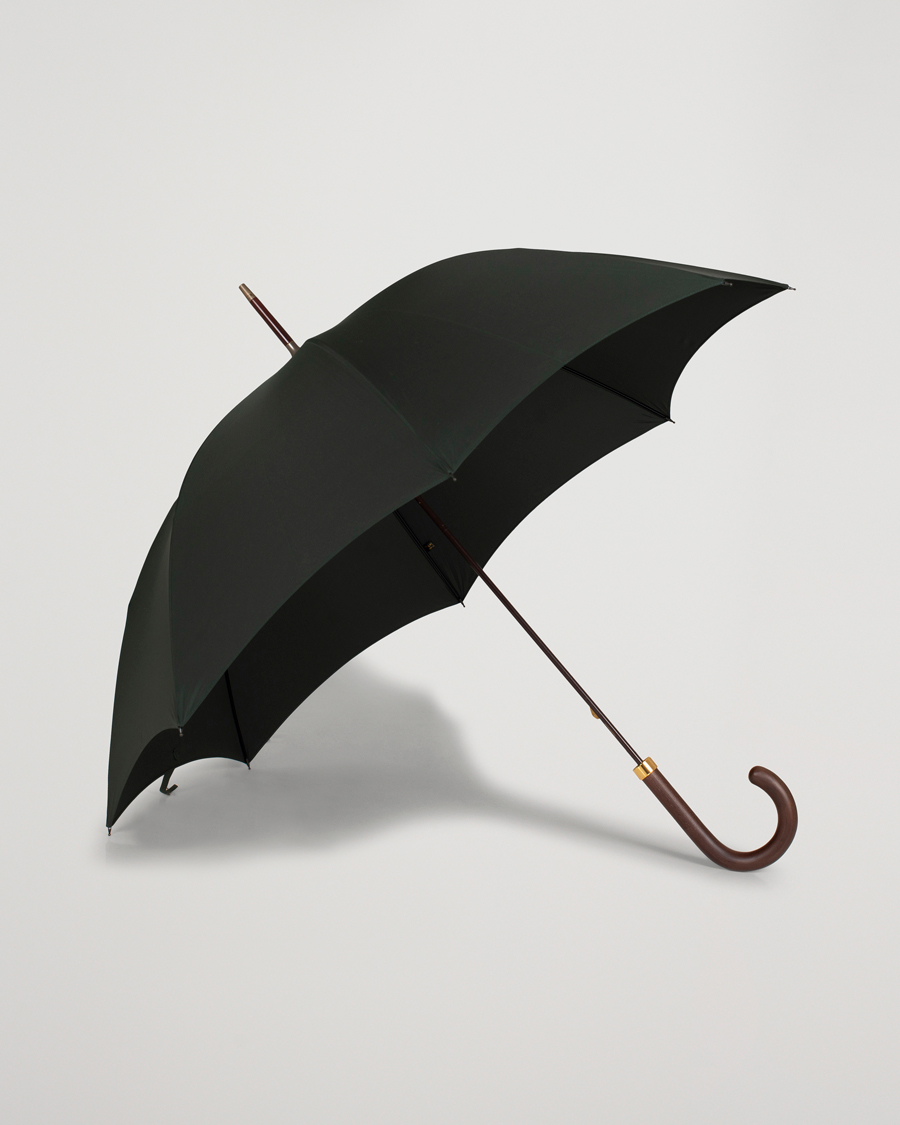 Herre | Paraply | Fox Umbrellas | Polished Hardwood Umbrella  Racing Green
