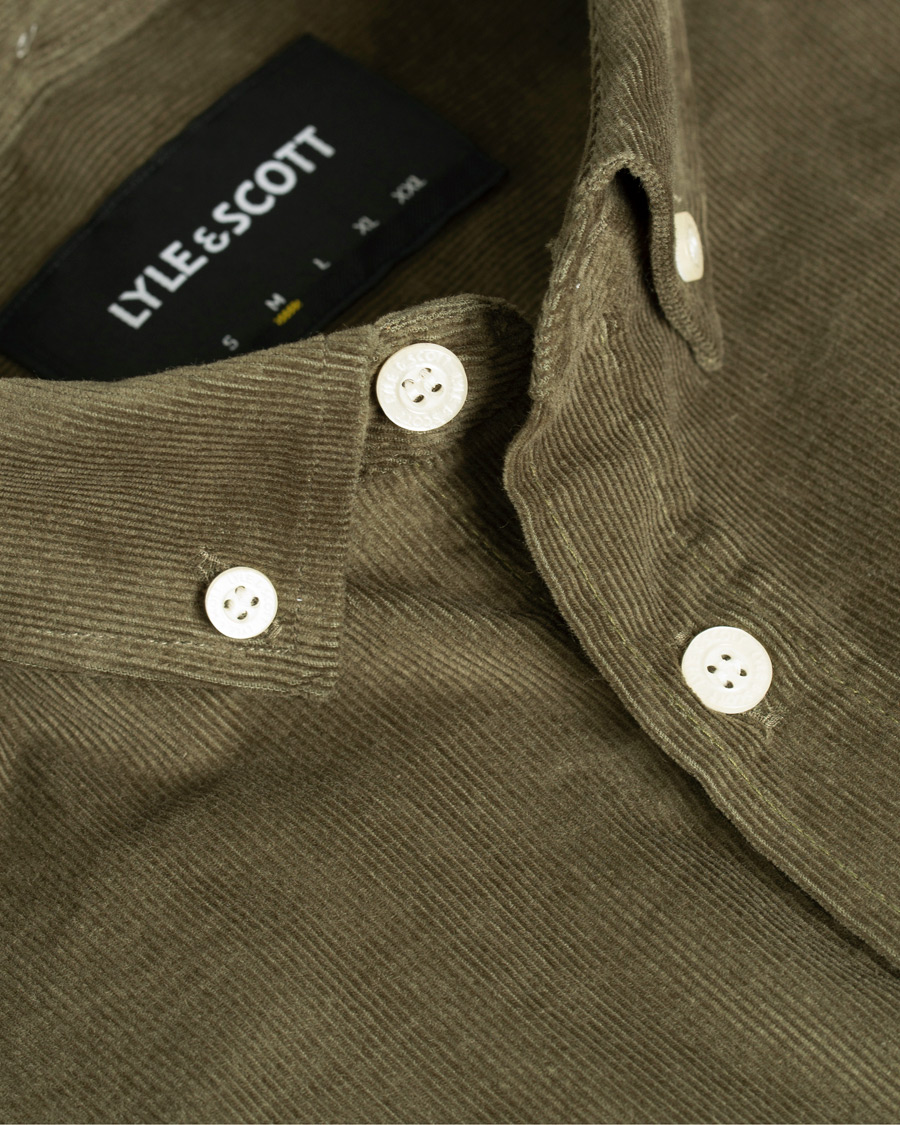 Herre | Skjorter | Lyle & Scott | Baby Corduroy Shirt Olive Green
