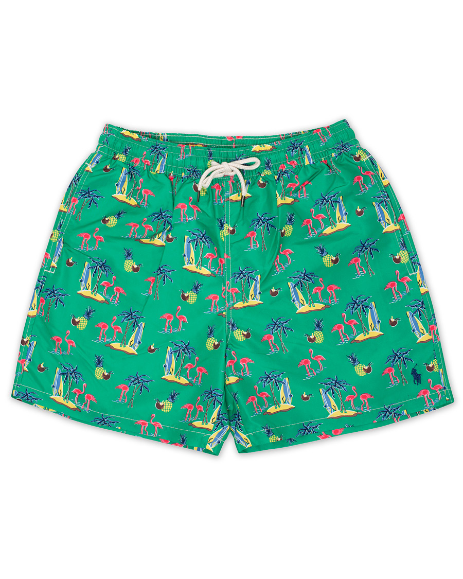 Herre | Badebukser | Polo Ralph Lauren | Traveler Printed Flamingo Swimshorts Green