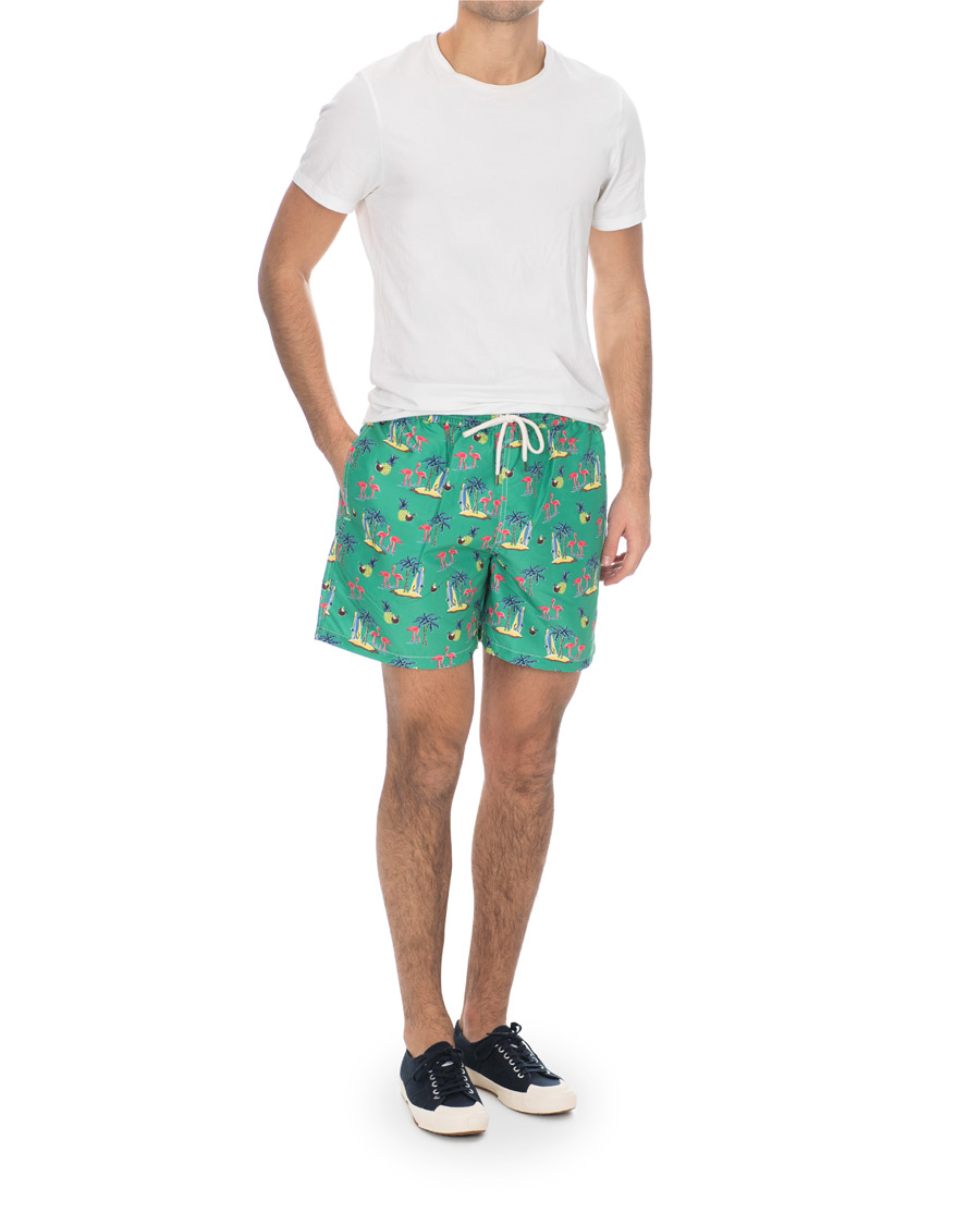 Herre | Badebukser | Polo Ralph Lauren | Traveler Printed Flamingo Swimshorts Green