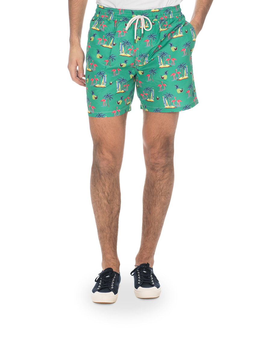 Herre | Badebukser | Polo Ralph Lauren | Traveler Printed Flamingo Swimshorts Green
