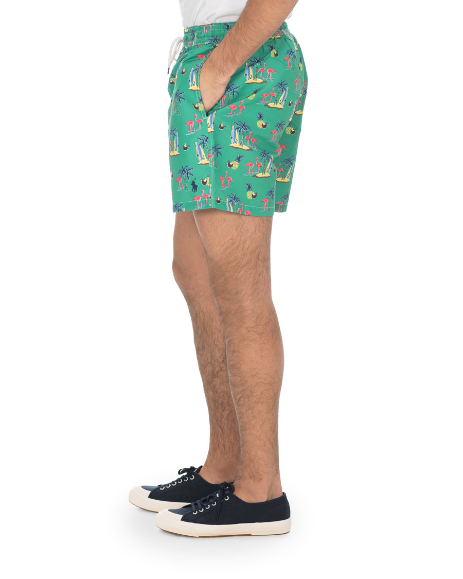 Herre | Badebukser | Polo Ralph Lauren | Traveler Printed Flamingo Swimshorts Green