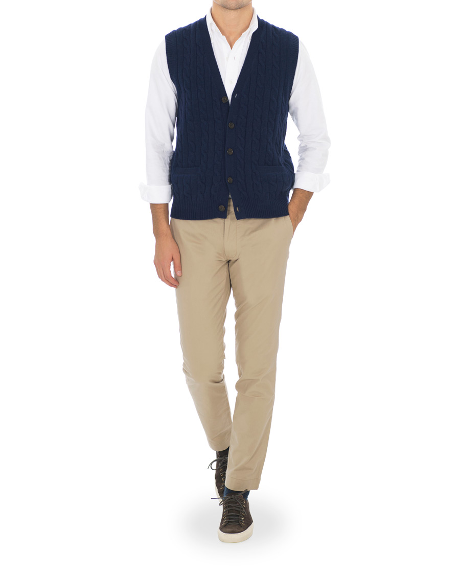 Herre | Trøjer | Polo Ralph Lauren | Cotton Cashmere Cable Slipover Newport Navy