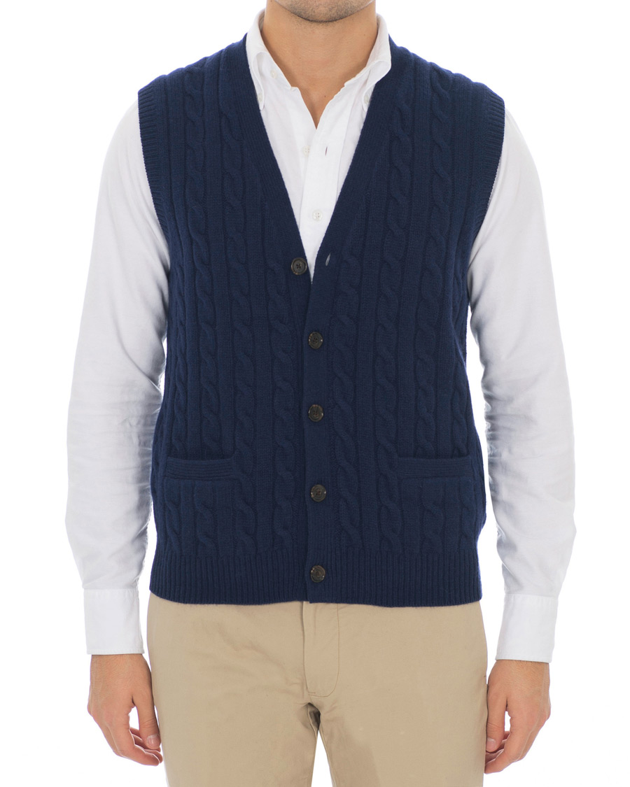 Herre | Trøjer | Polo Ralph Lauren | Cotton Cashmere Cable Slipover Newport Navy