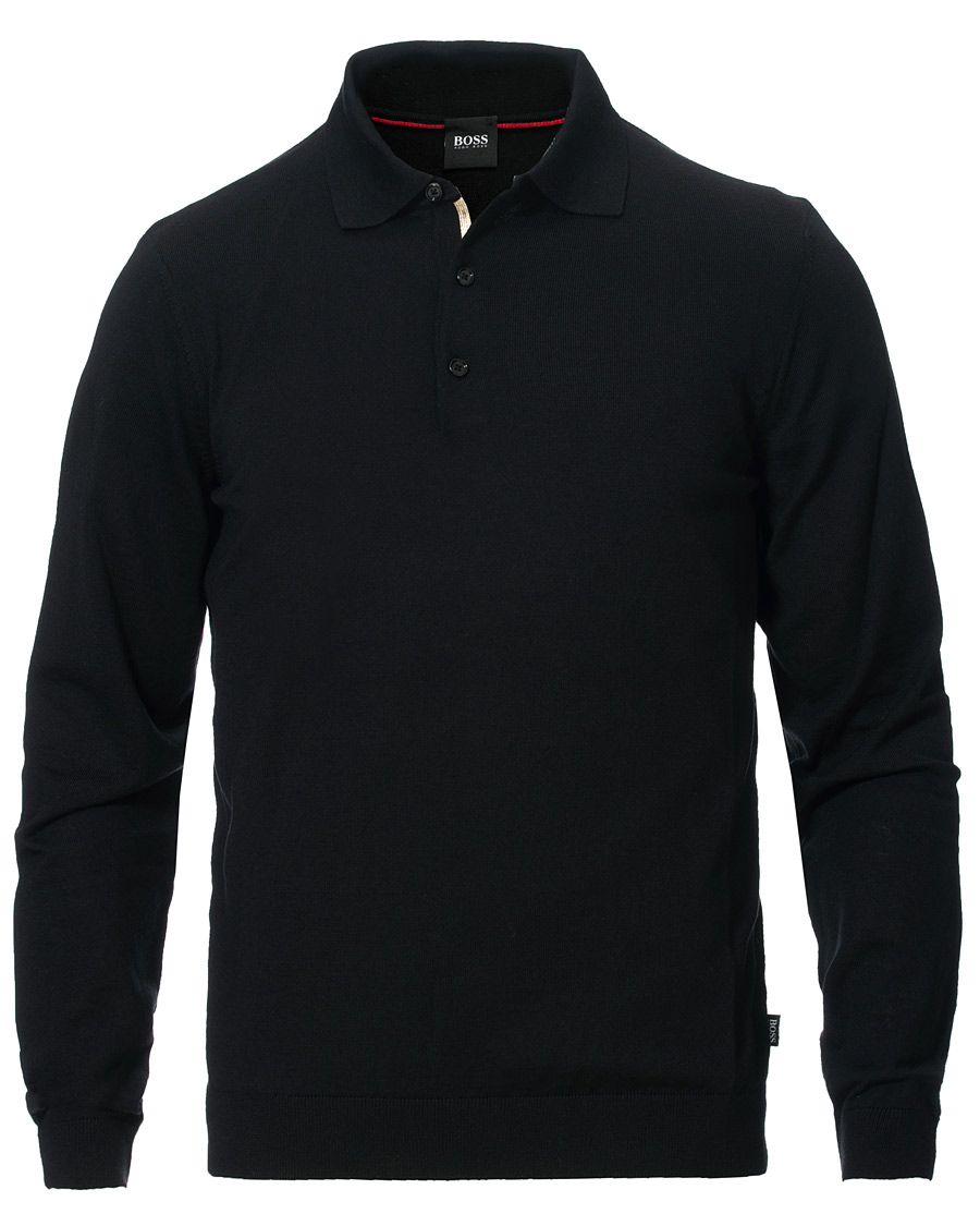 Herre | Trøjer | BOSS BLACK | BOSS Grayson Extra Fine Merino Knitted Poloshirt Black