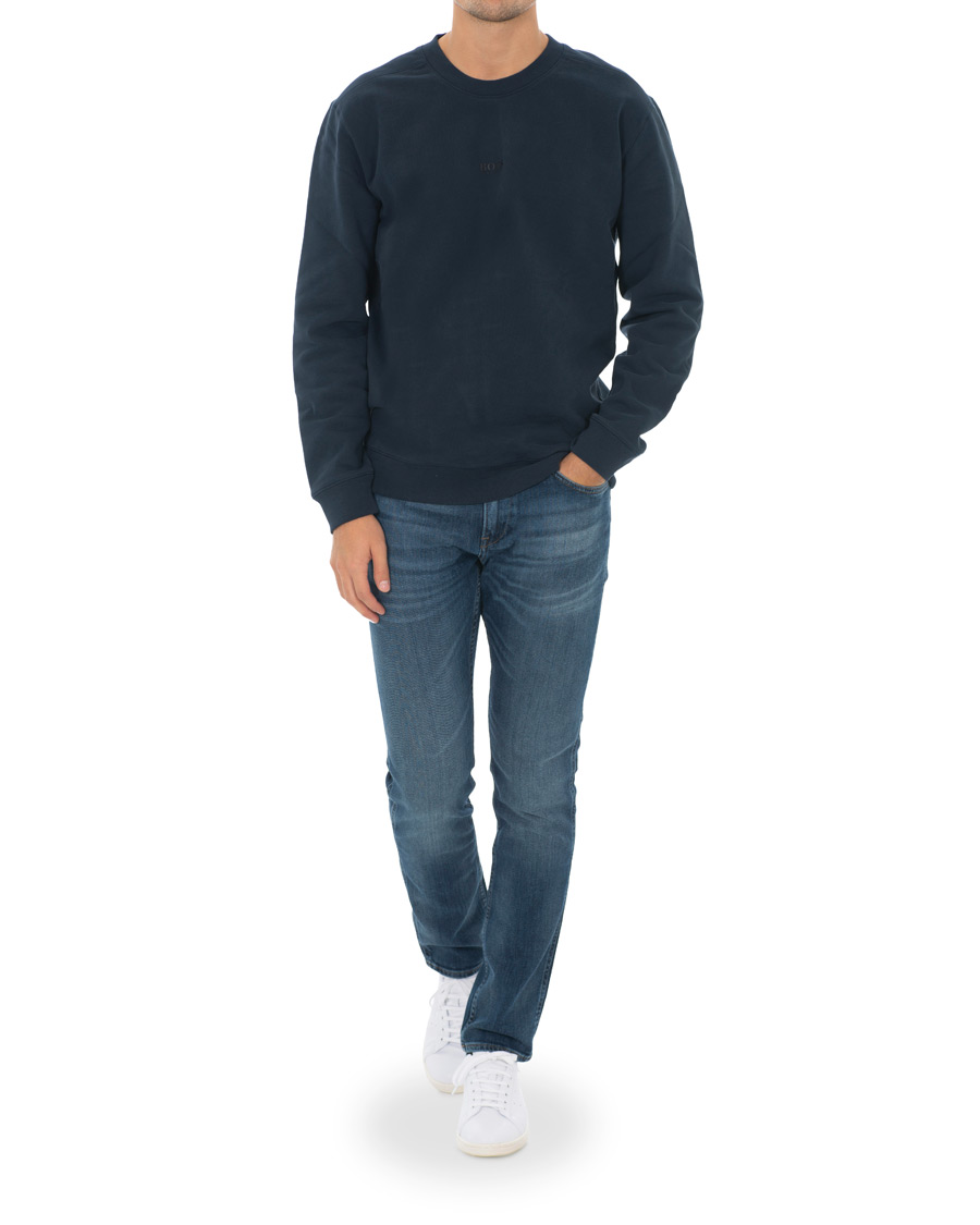 Herre | Trøjer | BOSS ORANGE | BOSS Casual Weevo Logo Crew Neck Sweatshirt Dark Blue