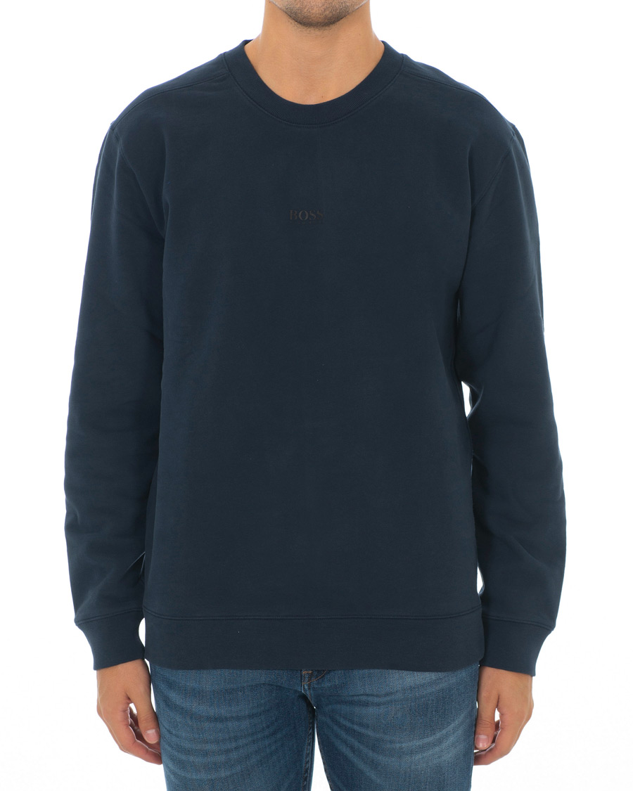 Herre | Trøjer | BOSS ORANGE | BOSS Casual Weevo Logo Crew Neck Sweatshirt Dark Blue