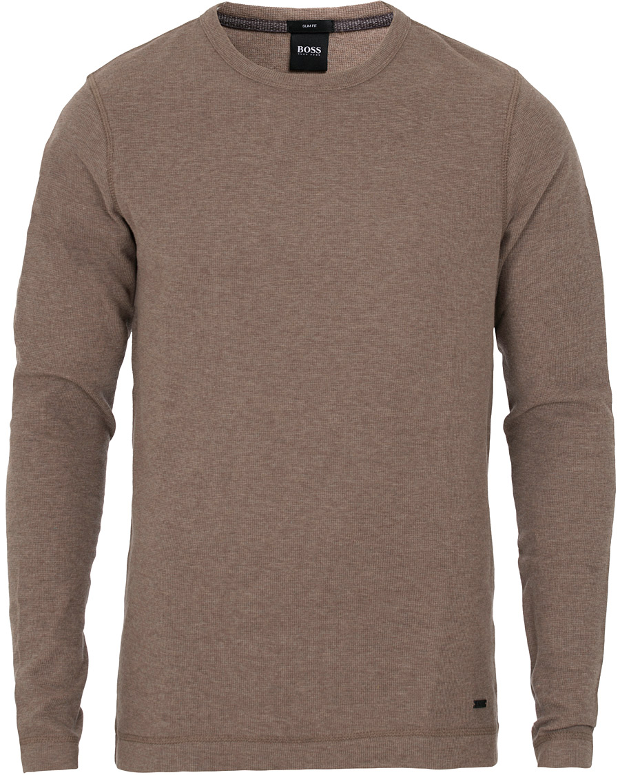 Herre | Trøjer | BOSS ORANGE | BOSS Casual Tempest Fine Heather Waffle Pullover Dark Grey