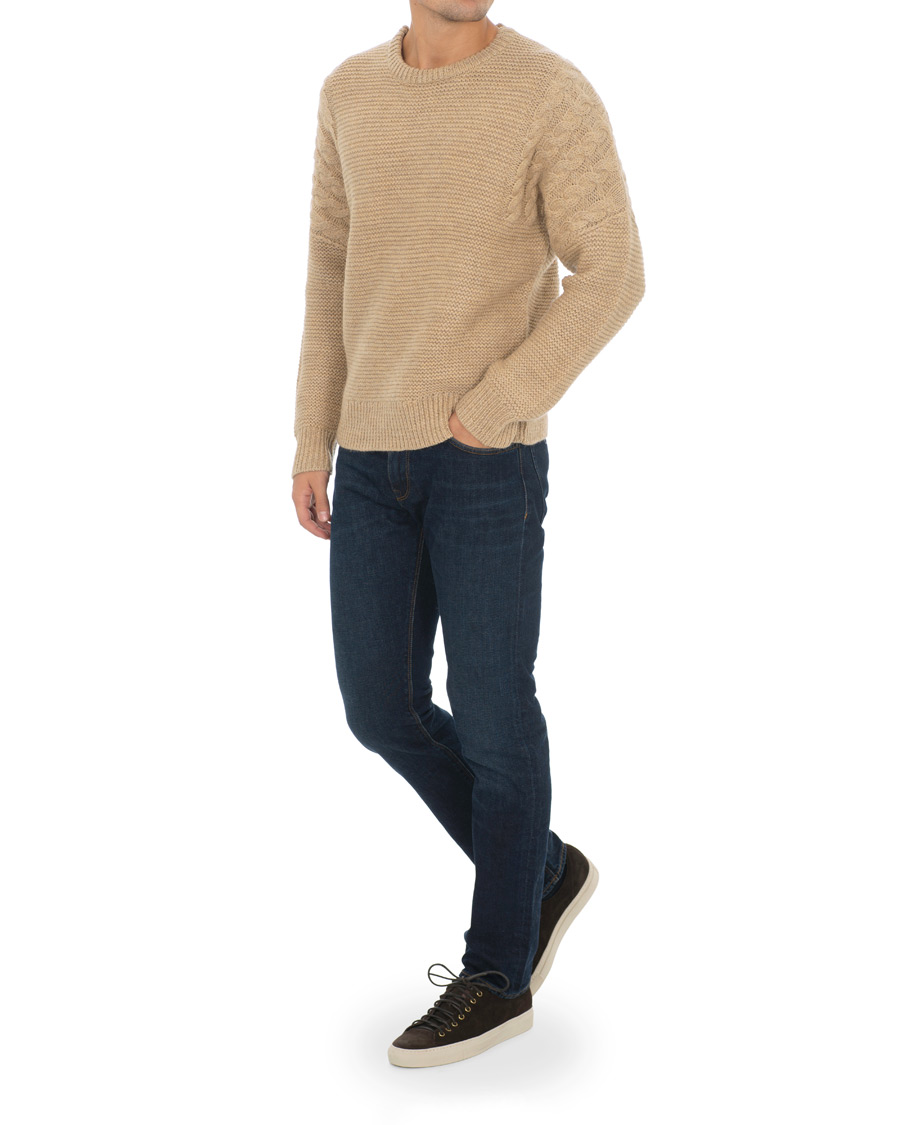 Herre | Trøjer | Tiger of Sweden | Pike Wool Structured Knitted Sweatshirt Beige