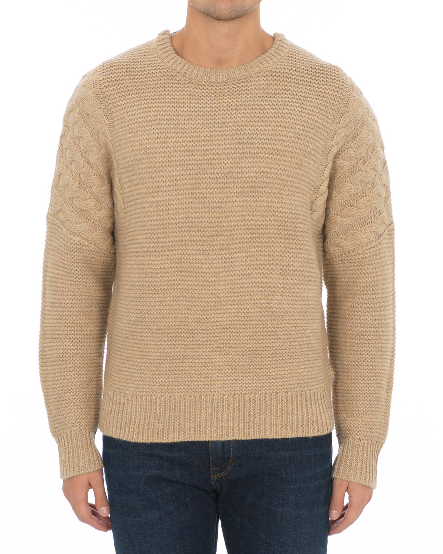 Herre | Trøjer | Tiger of Sweden | Pike Wool Structured Knitted Sweatshirt Beige