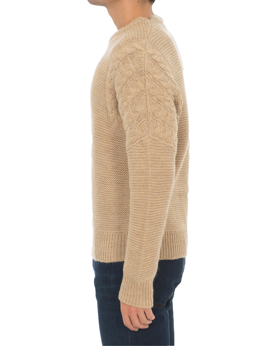 Herre | Trøjer | Tiger of Sweden | Pike Wool Structured Knitted Sweatshirt Beige