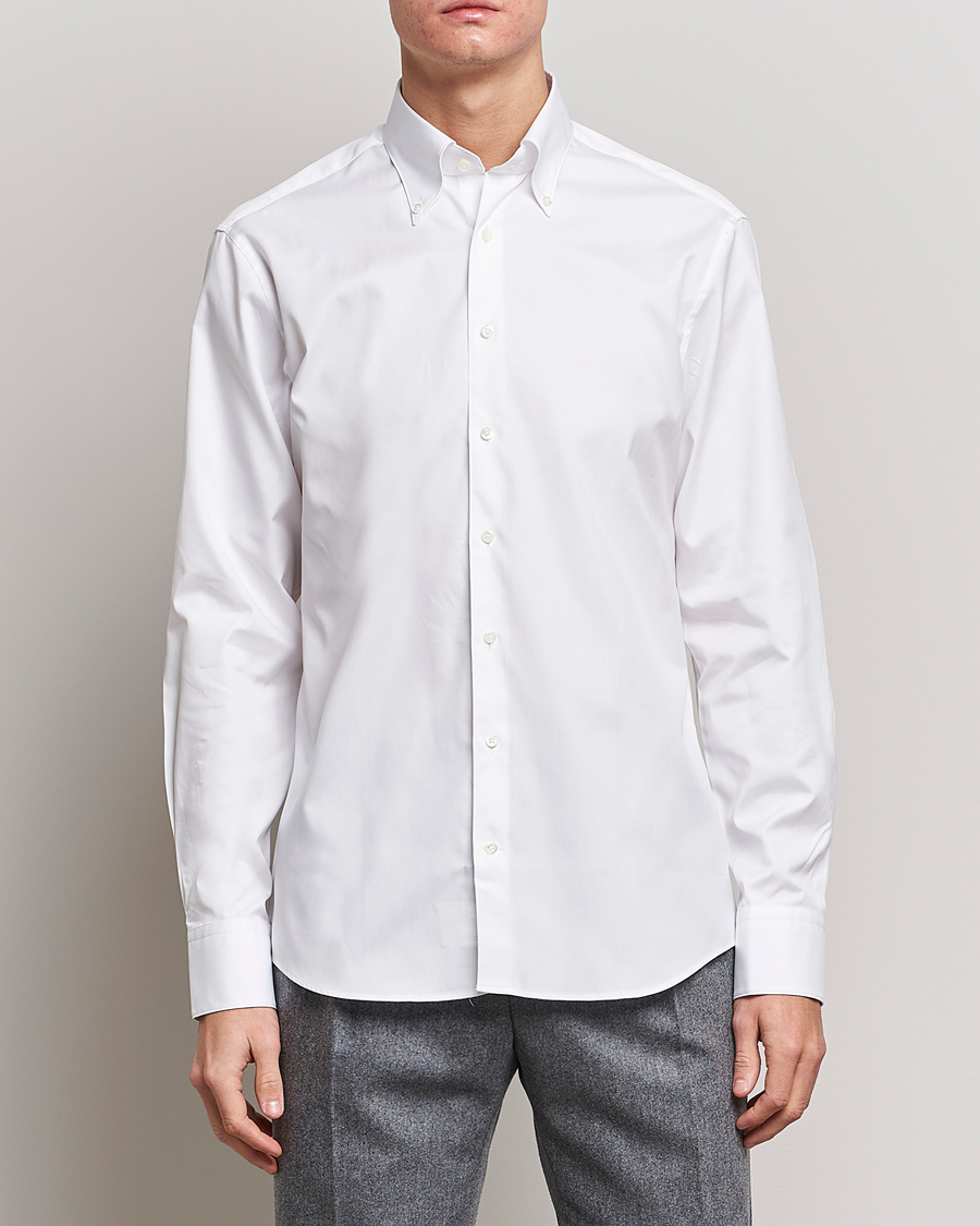 Herre | Businessskjorter | Stenströms | Fitted Body Button Down Shirt White