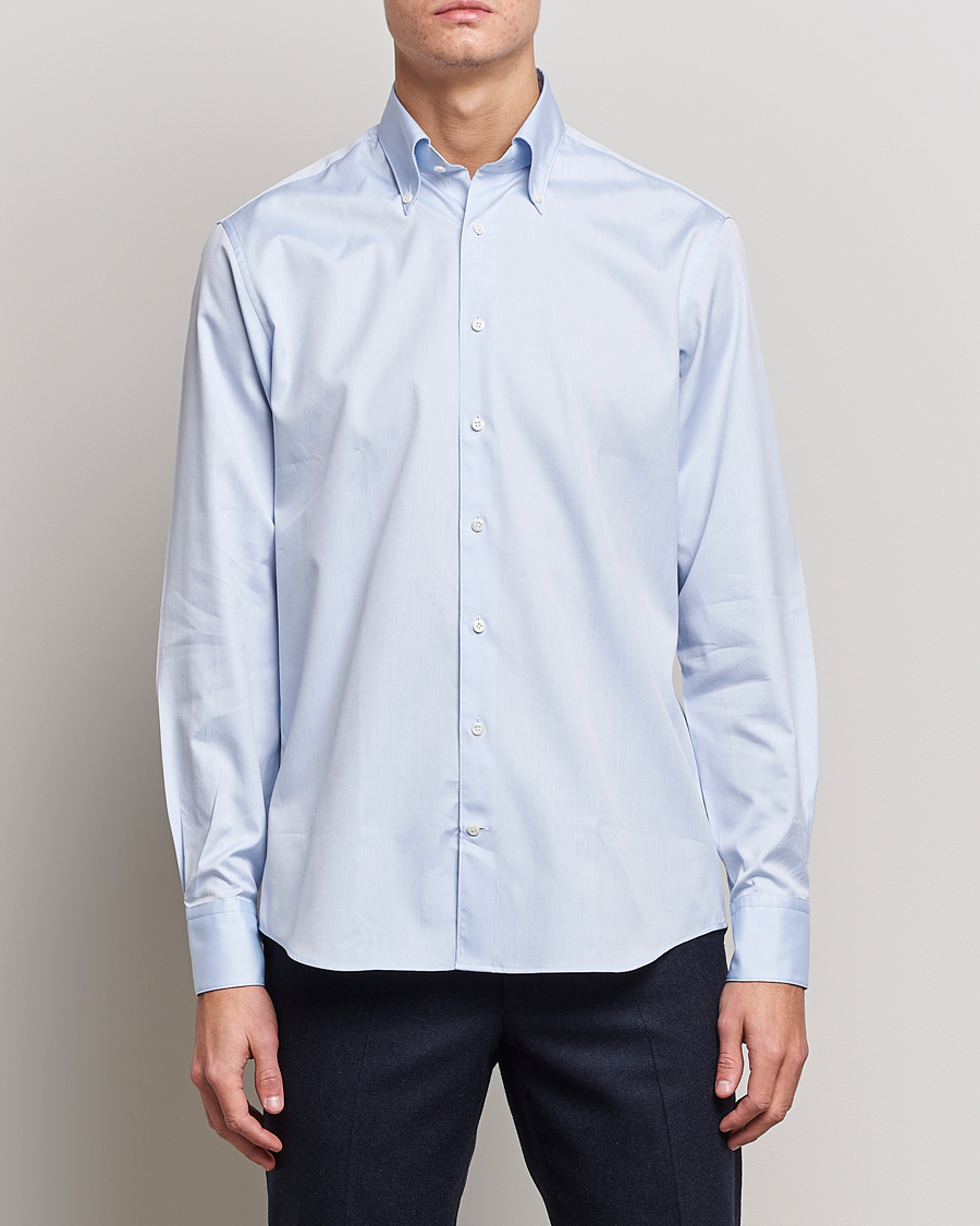 Herre | Tøj | Stenströms | Fitted Body Button Down Shirt Light Blue