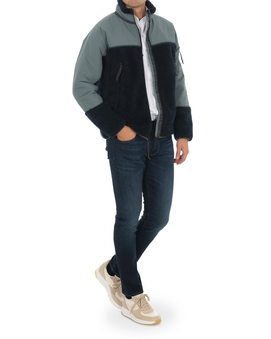 Herre | Jakker | J.Crew | 8mm Pile Sherpa Full Zip Jacket Darkest Indigo