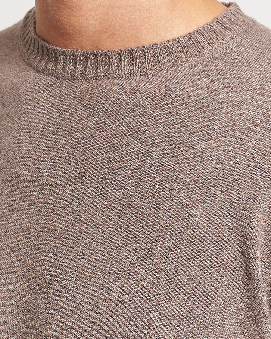 Herre | Trøjer | Oscar Jacobson | Valter Wool/Cashmere Round Neck Light Brown